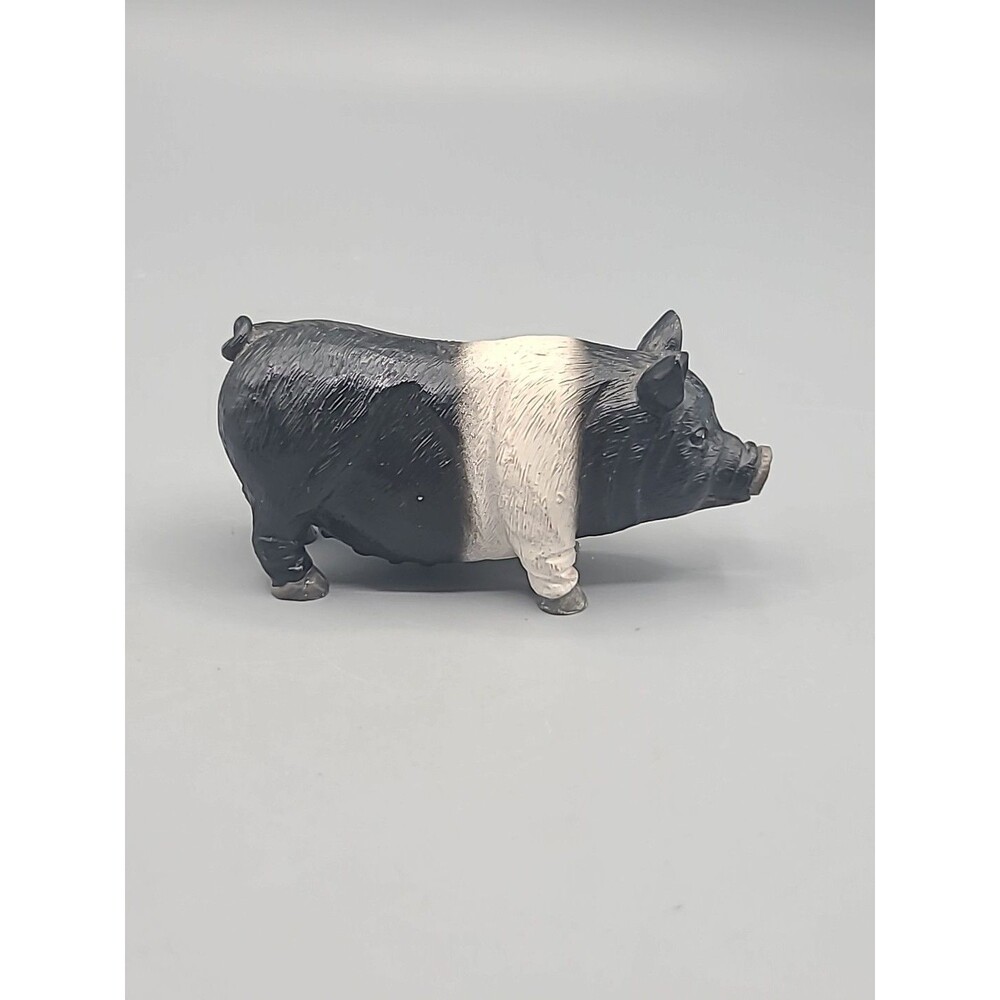Standing Little Black White Striped Resin Pig Figurine